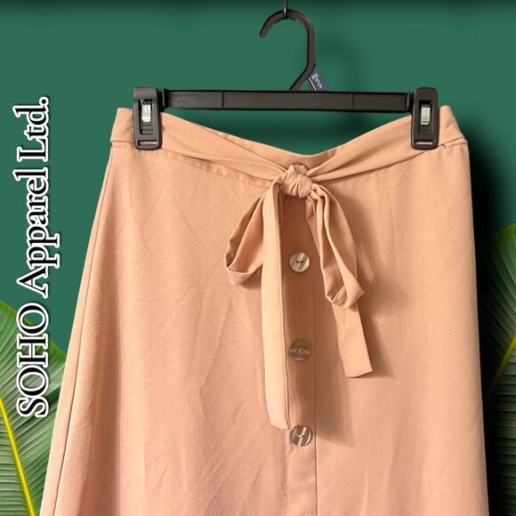 SOHO Apparel Ltd. Women’s Button-Front Midi Skirt with Tie Waist – Size M - Picture 6 of 7